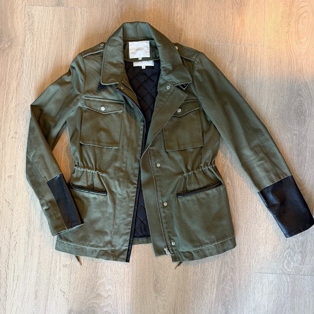 MAJE Military Style Khaki Green Jacket - Size S